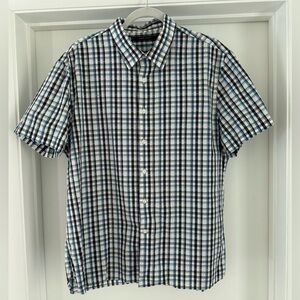 Perry Ellis Plaid black, blue, gray, green, white Button Down Shirt Like new! XL